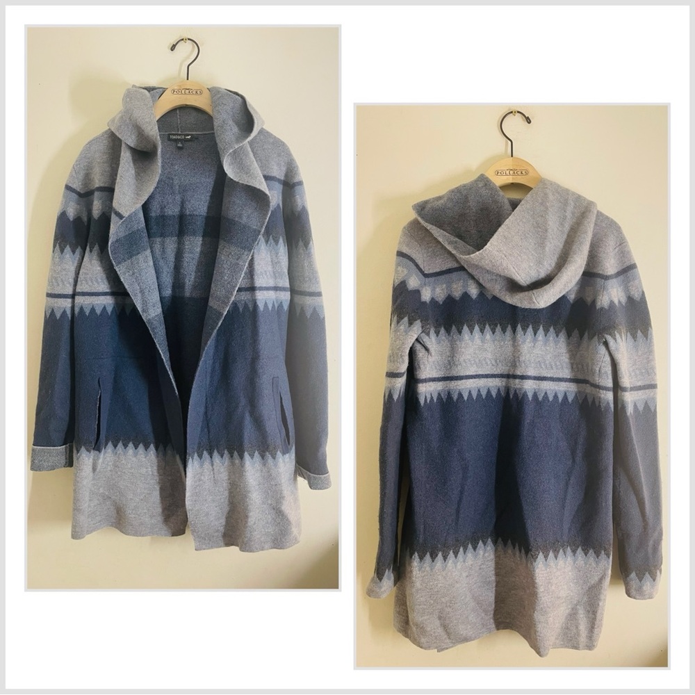 Toad & Co 100% Merino Wool Merritt Hooded Cardigan Blue Gray S - Picture 2 of 12
